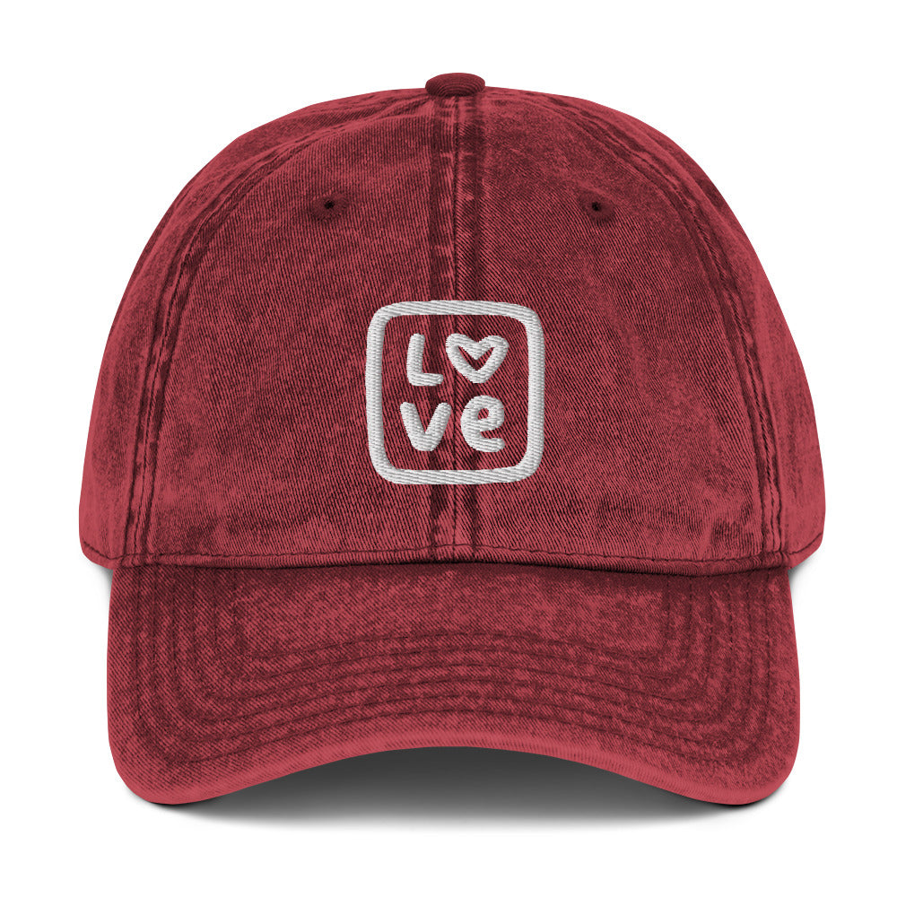 Love Hat Blue Red With White Lettering